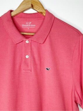 Vineyard Vines Men's Coral Pink Short Sleeve Polo Shirt Size L